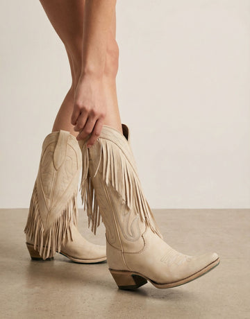 Embroidered Fringe Pointed-Toe Classic Western Cowboy Boots