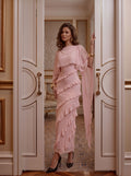 Elegant Ruffled Cape Sleeve Midi Dress