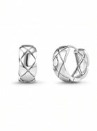 Minimalist Quilted Silver Hoop Earrings