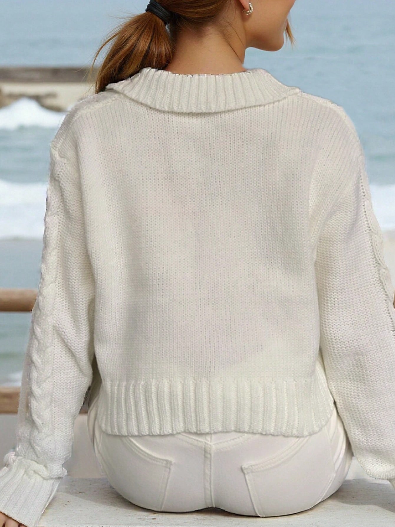 Cable Knit Collared Pullover Sweater