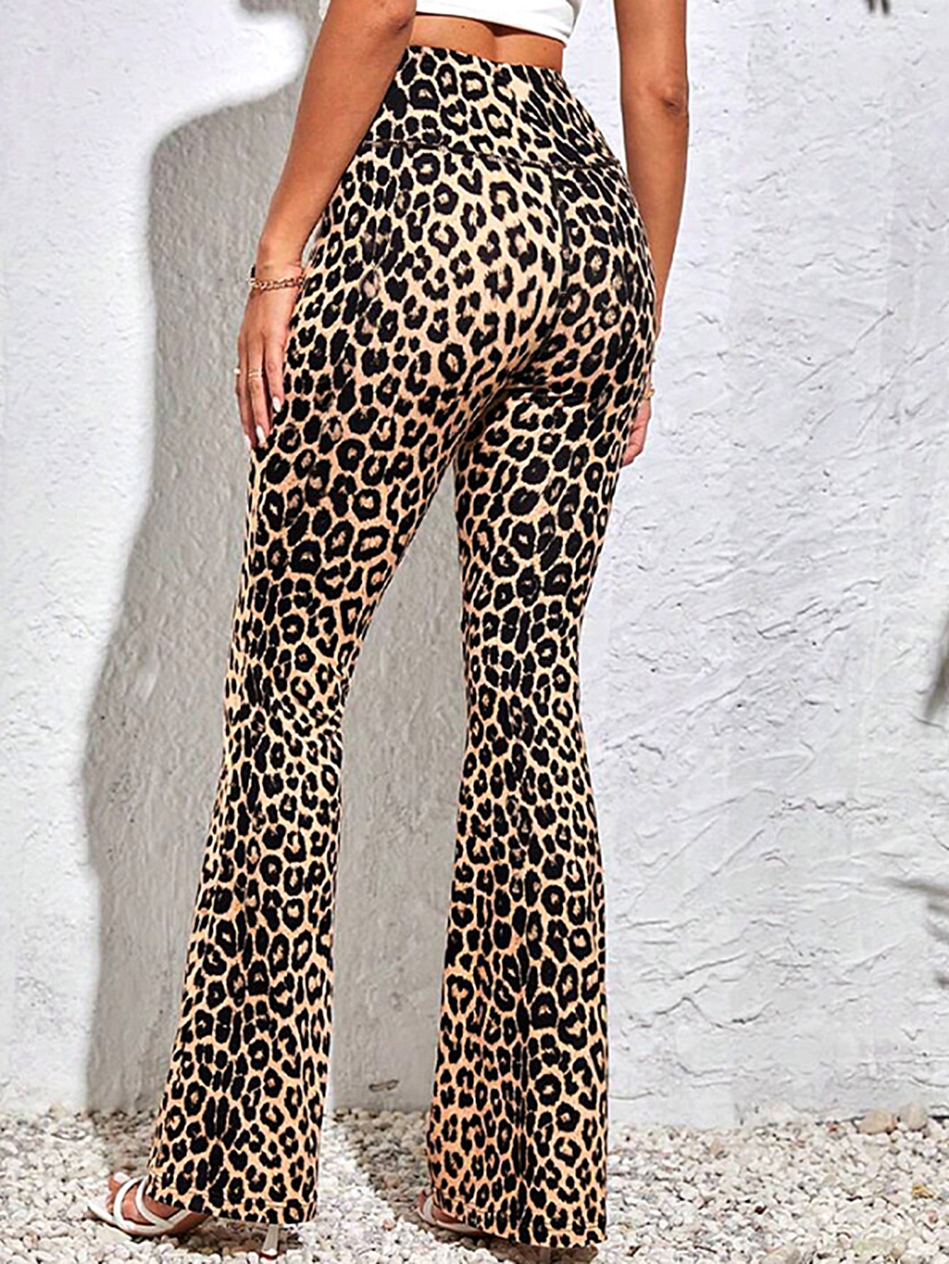 Wide Leg Leopard Print Trendy Pants