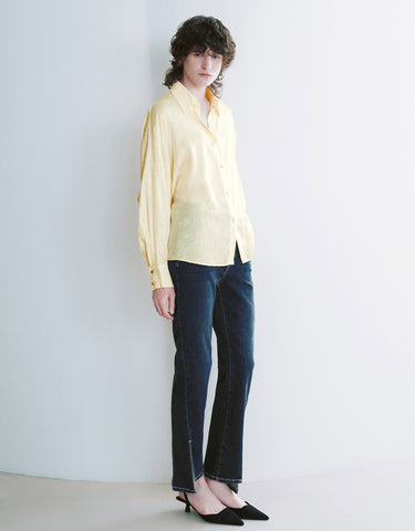 Urban Revivo Textured Button Up Straight Shirt-Beige