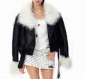 Faux Fur Trim Moto Jacket