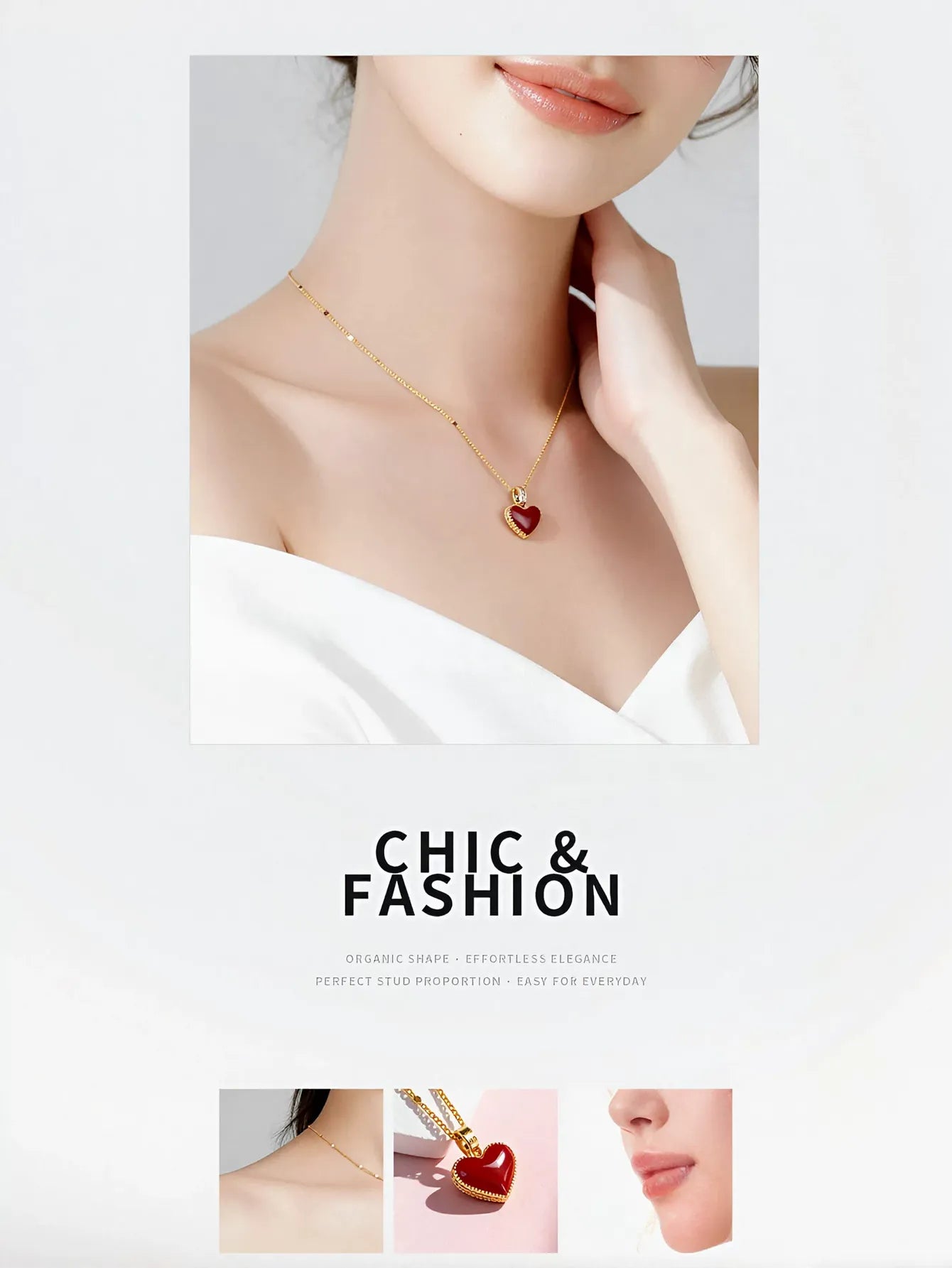 Dainty Reversible Heart Pendant Necklace