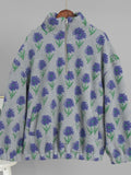 Cozy Floral Quarter Zip Fleece Jacket