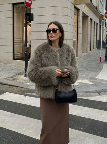 Plush Cropped Faux Fur Coat