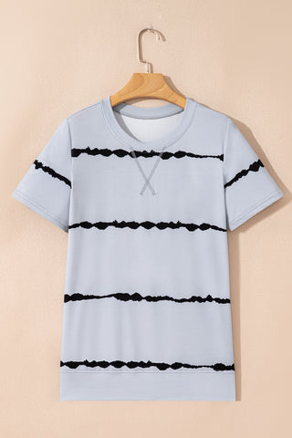 Casual Striped Crewneck Pink T-Shirt