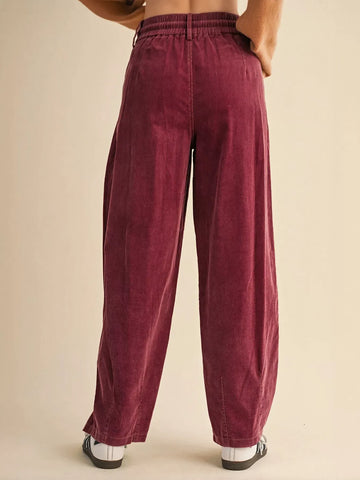 Comfy Drawstring Corduroy Wide Leg Pants