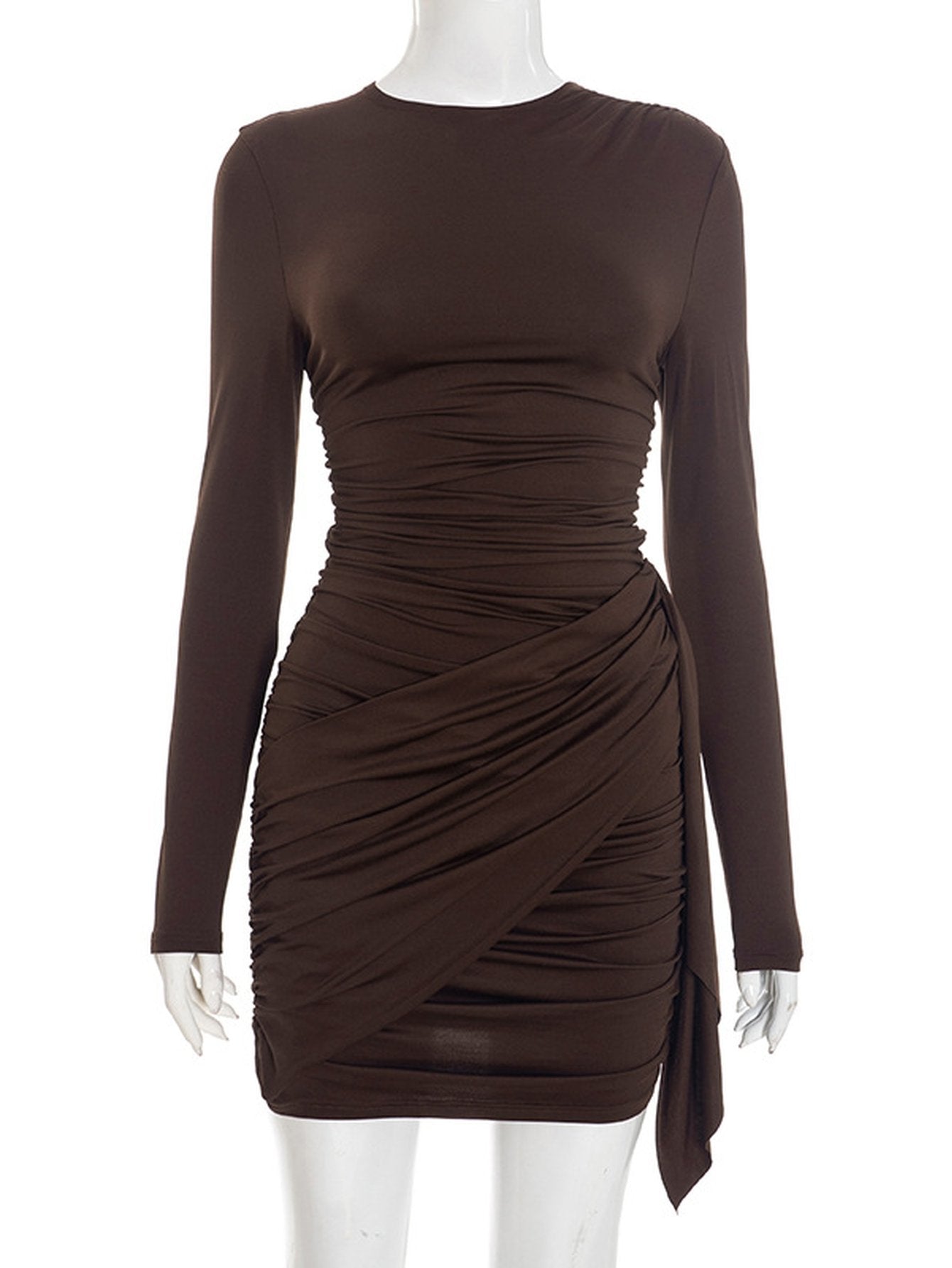 Ruched Bodycon Long Sleeve Mini Dress