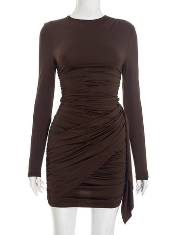 Ruched Bodycon Long Sleeve Mini Dress