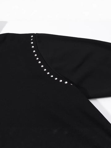 Studded Oversized Black Women Hoodie