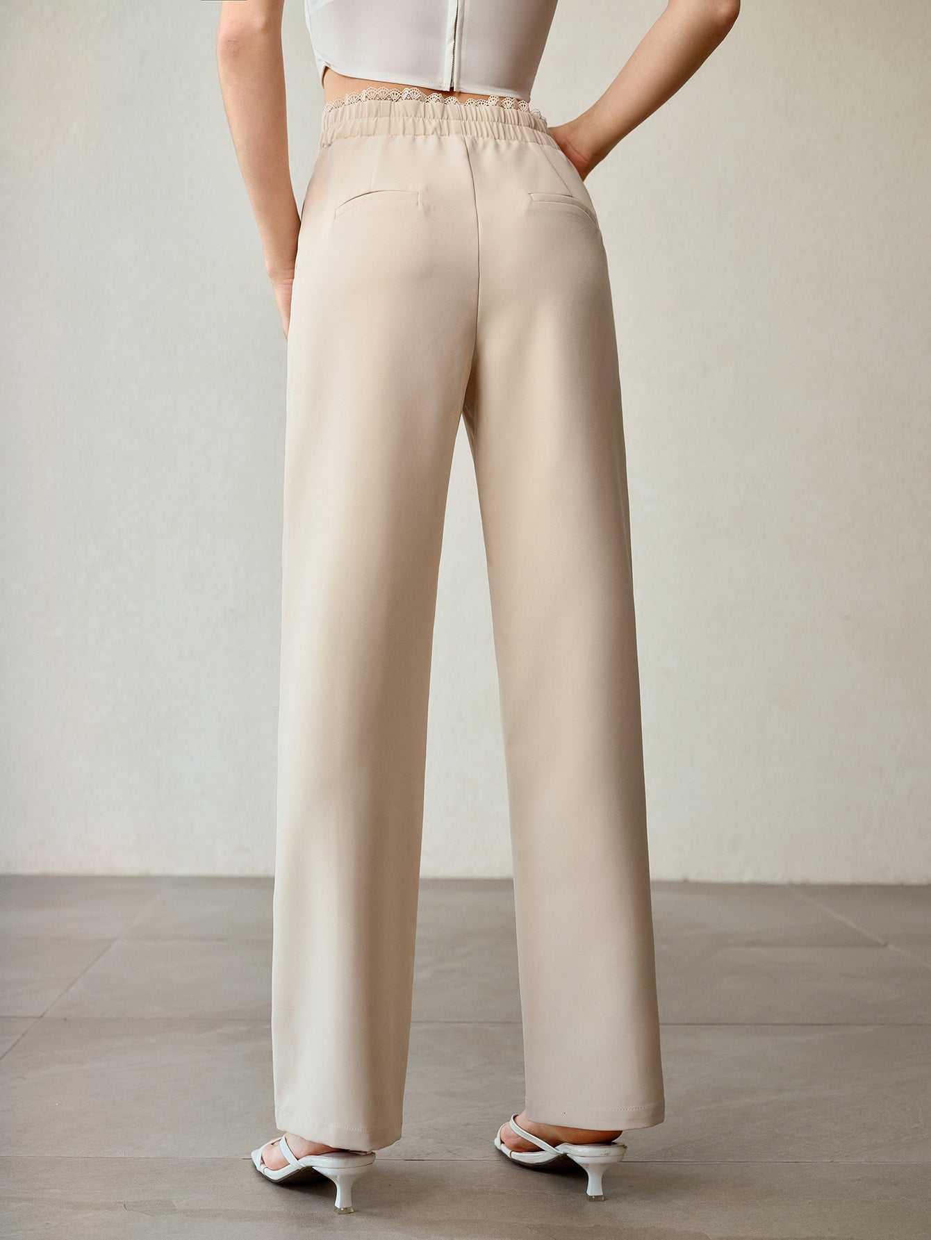 High Waisted Tailored Wide Leg Trousers