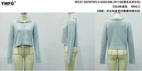 Cozy Speckled Collar Crop Sweater