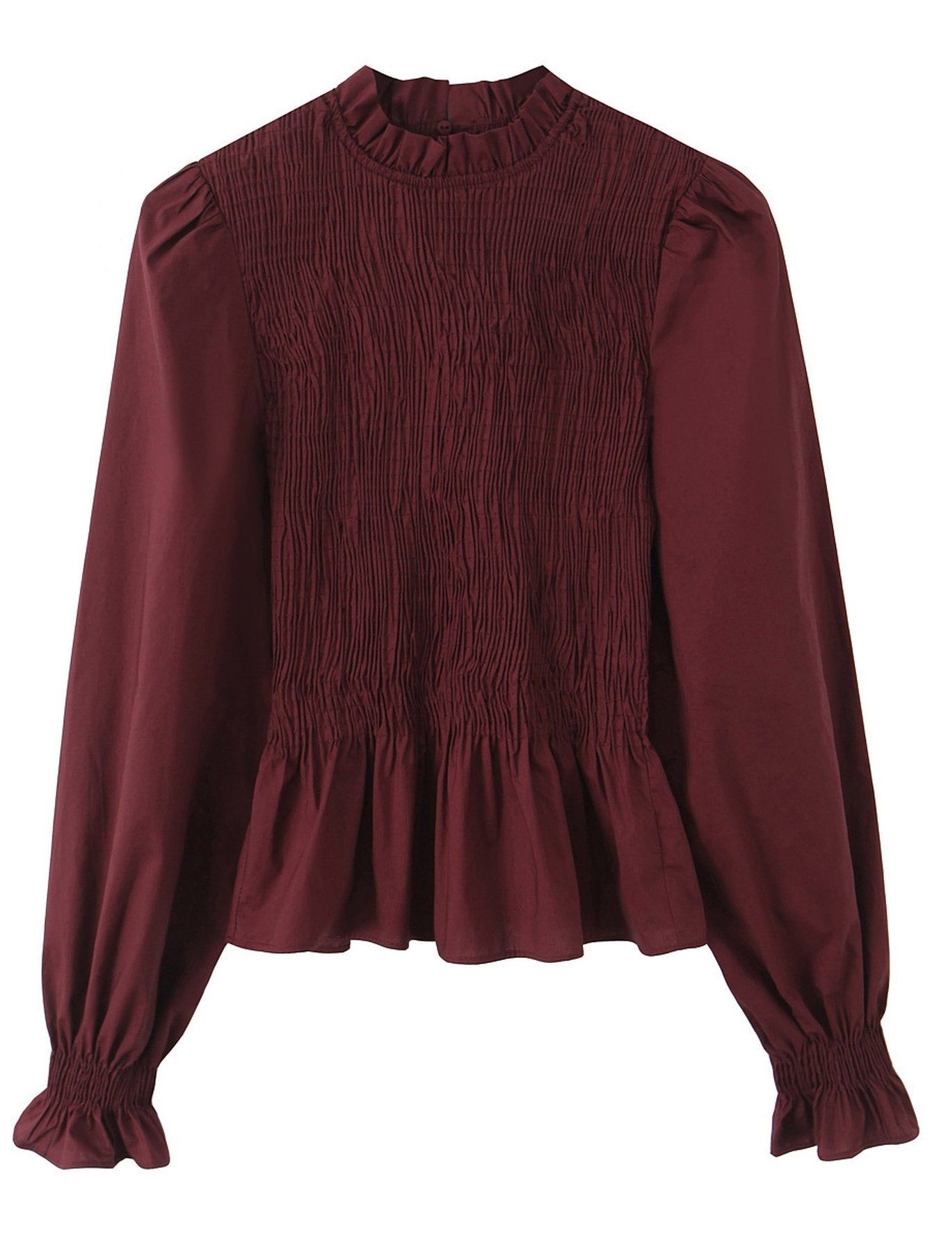 Smocked Striped Ruffled Button Up Shirt