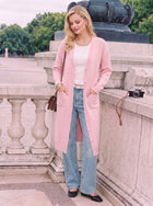 Soft Pink Longline Button Cardigan