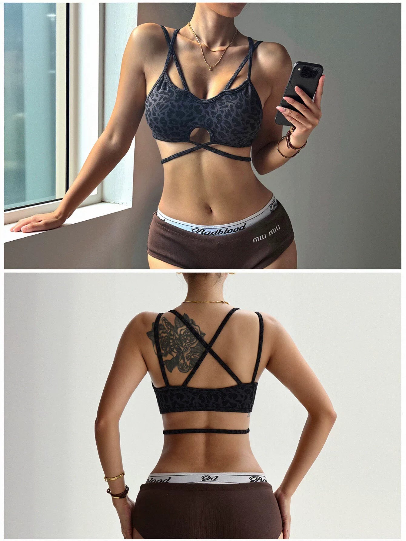 Leopard Print Crisscross Yoga Tank Top