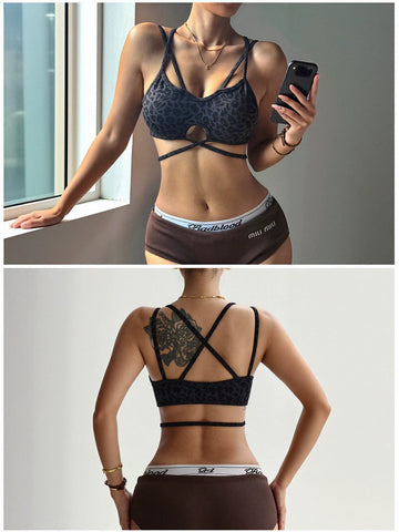 Leopard Print Crisscross Yoga Tank Top
