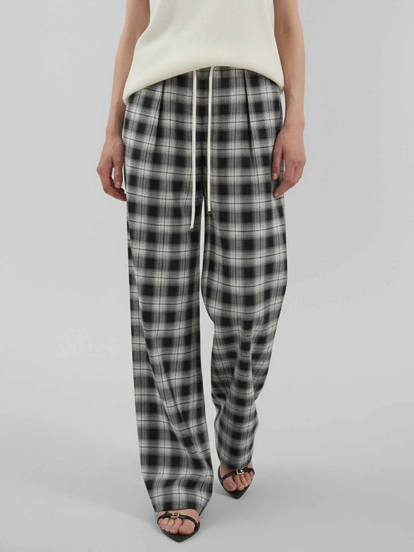 MO&Co.Checked Drawstring Trousers