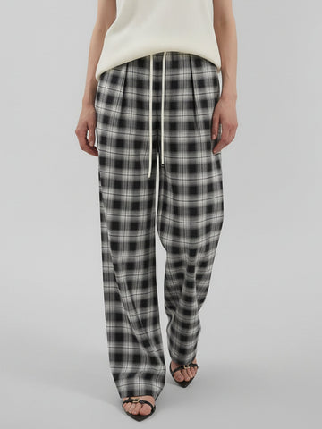 MO&Co.Checked Drawstring Trousers