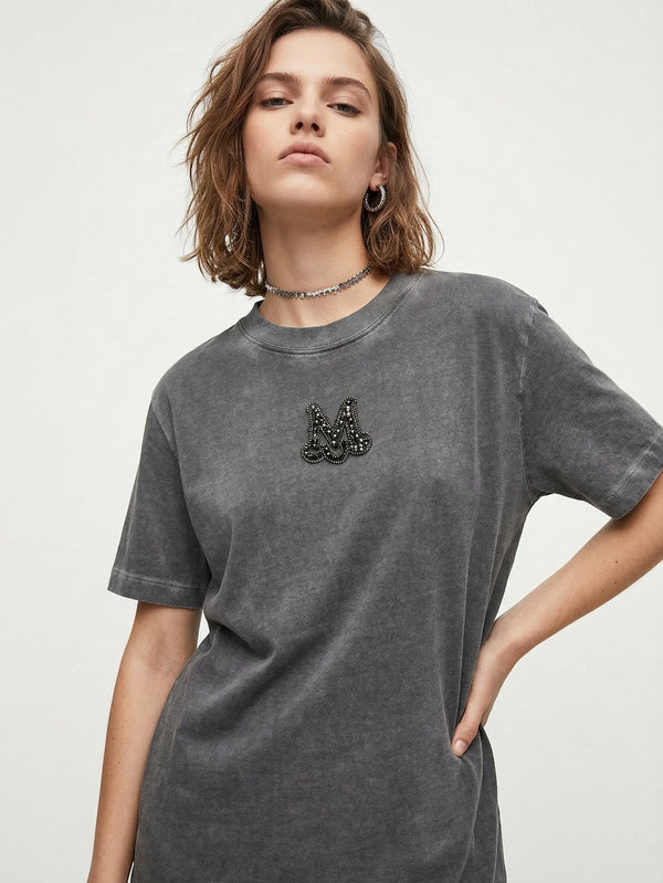 Front Crystal Cotton T-Shirt