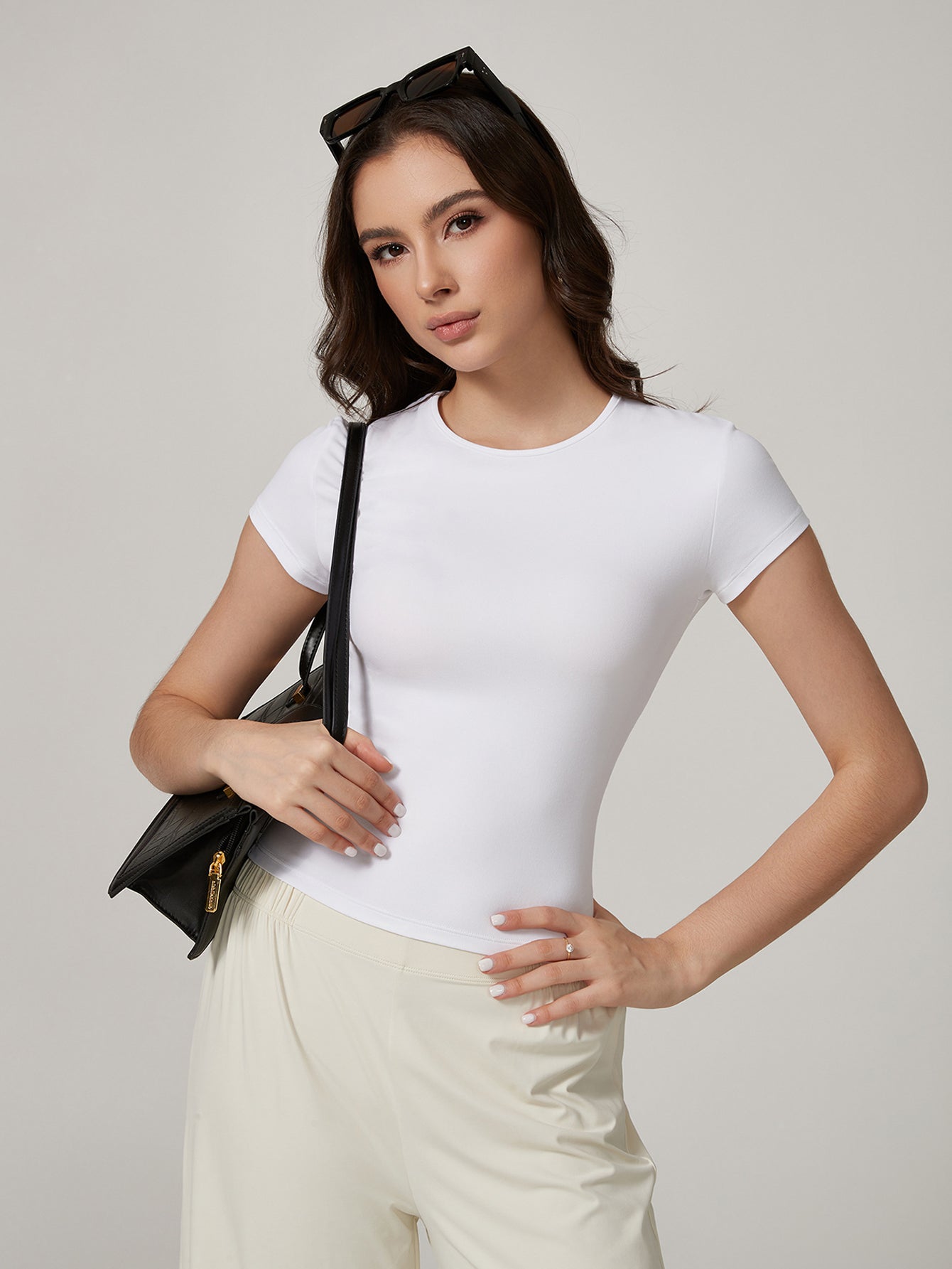 Round Neck Slim-Fit Workout T-Shirt-Multicolor