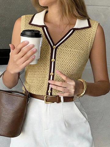 Crochet Collared Button Down Cardigan