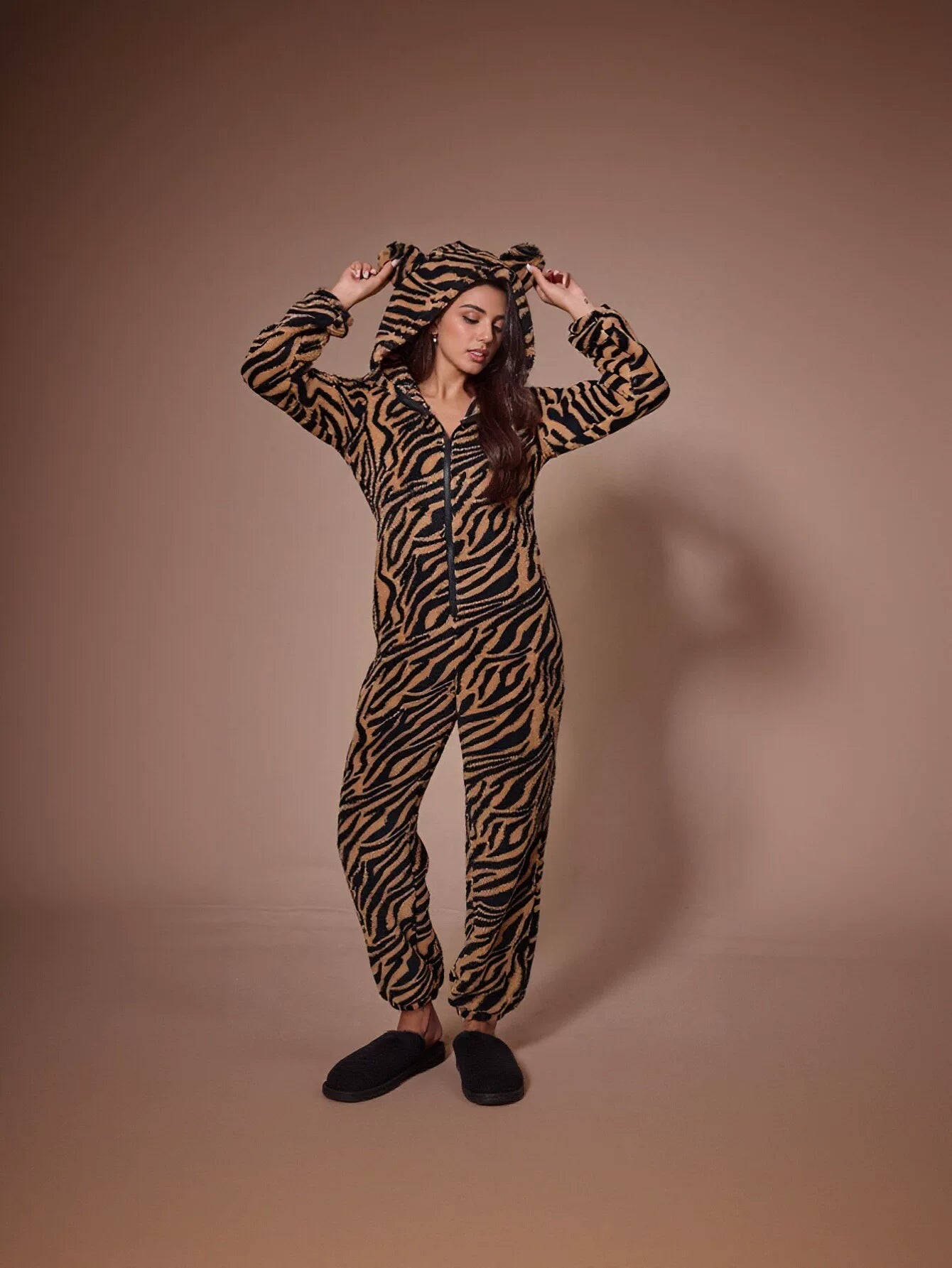 Cozy Plush Tiger Print Onesie