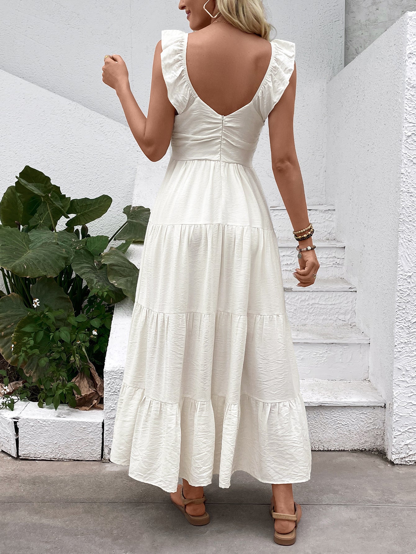 Tiered Sleeveless Bohemian Maxi Dress