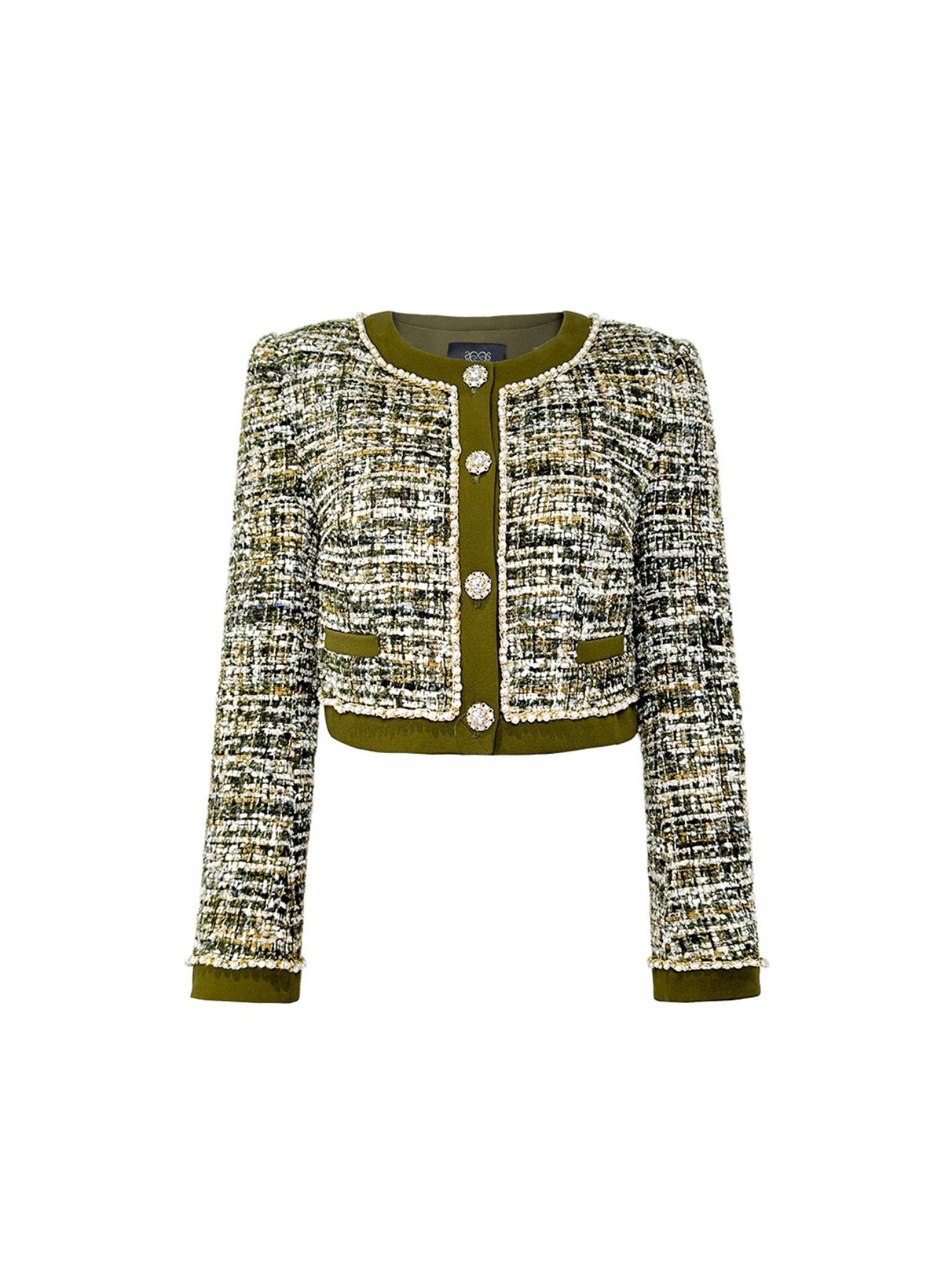 Cropped Tweed Button Up Jacket