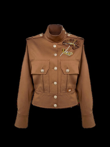 Embellished Floral Military Style Jacket
