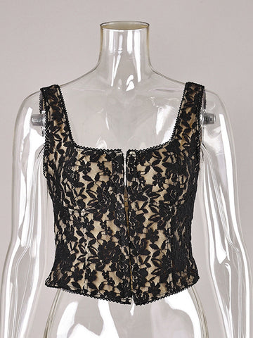 Floral Lace Corset Tank Top