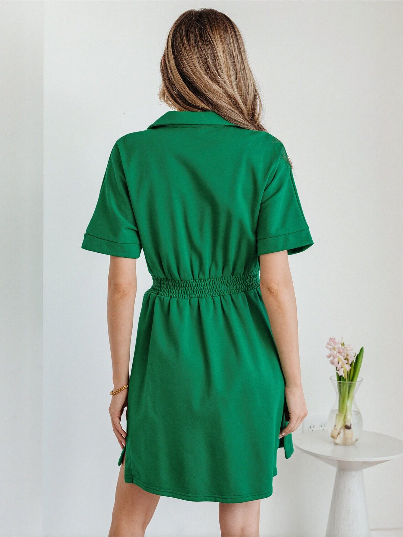 Zip Front Contrast Trim Dress