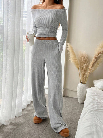 Cozy Ribbed Knit Lounge Pant Set