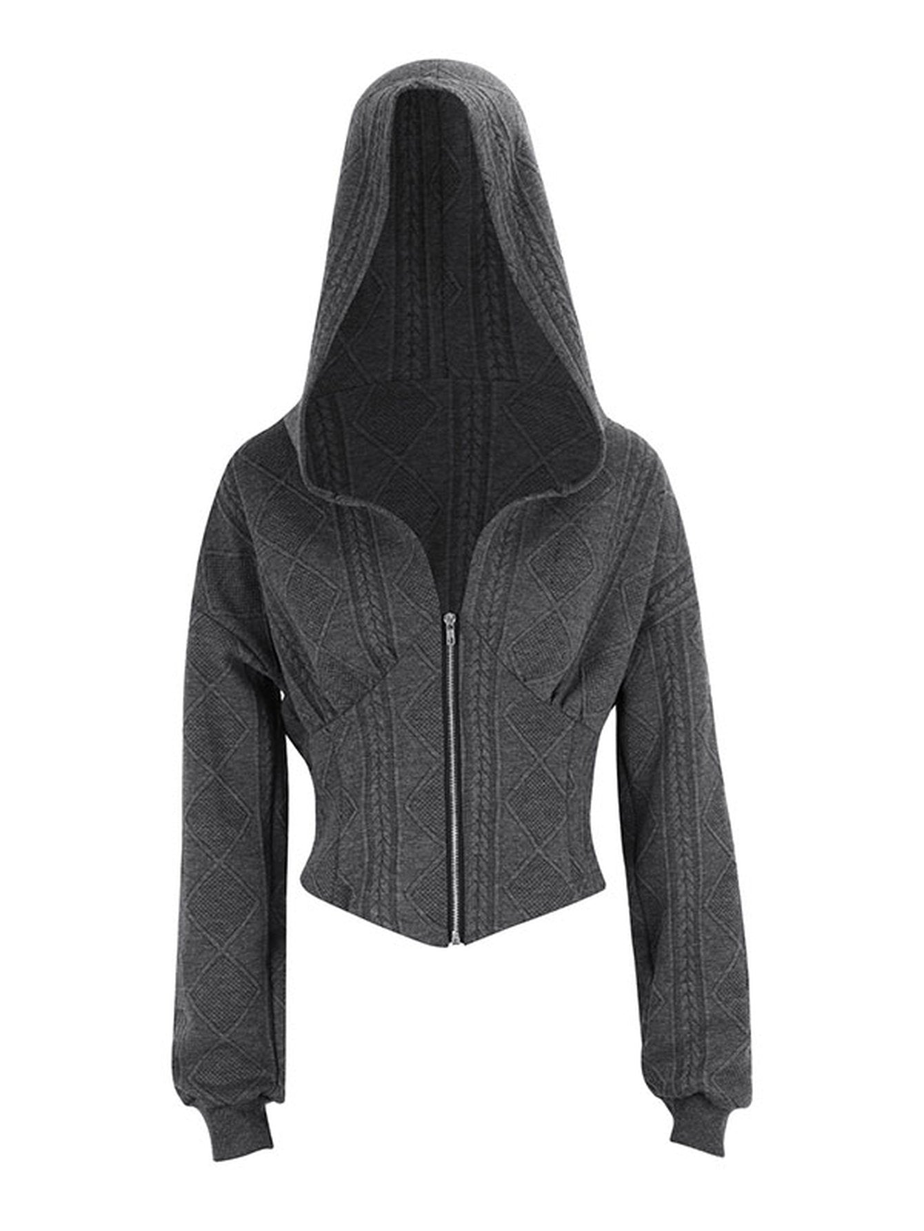 Textured Corset Zip Up Hoodie