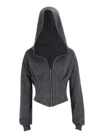 Textured Corset Zip Up Hoodie