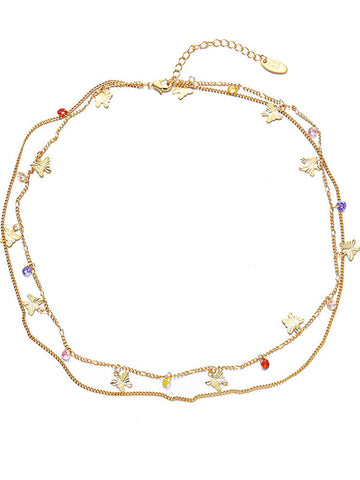 Dainty Gold Layered Butterfly Necklace