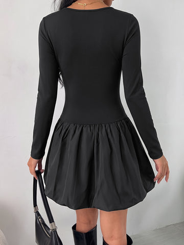 Long Sleeve Square Neck Bubble Dress