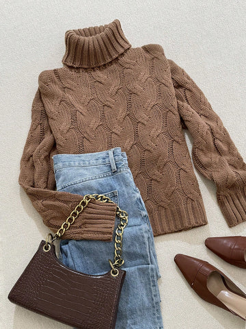 Cozy Cable Knit Turtleneck Sweater