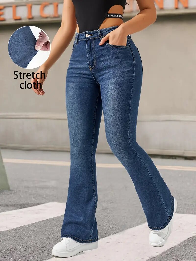 High Waisted Slim Flare Jeans