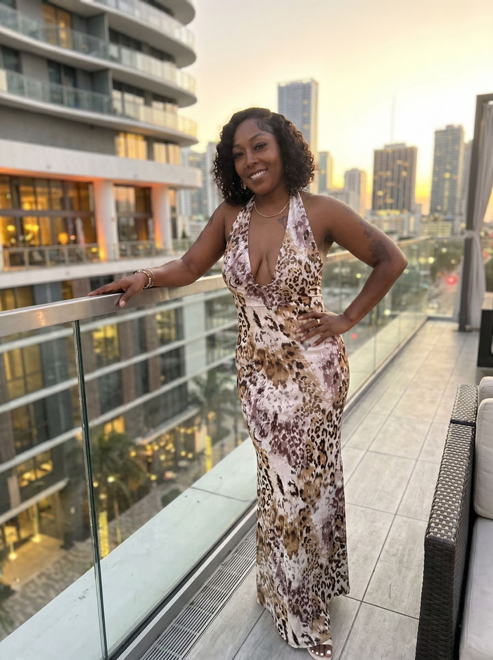 Tonisha Cox's Leopard Print Midi Dress