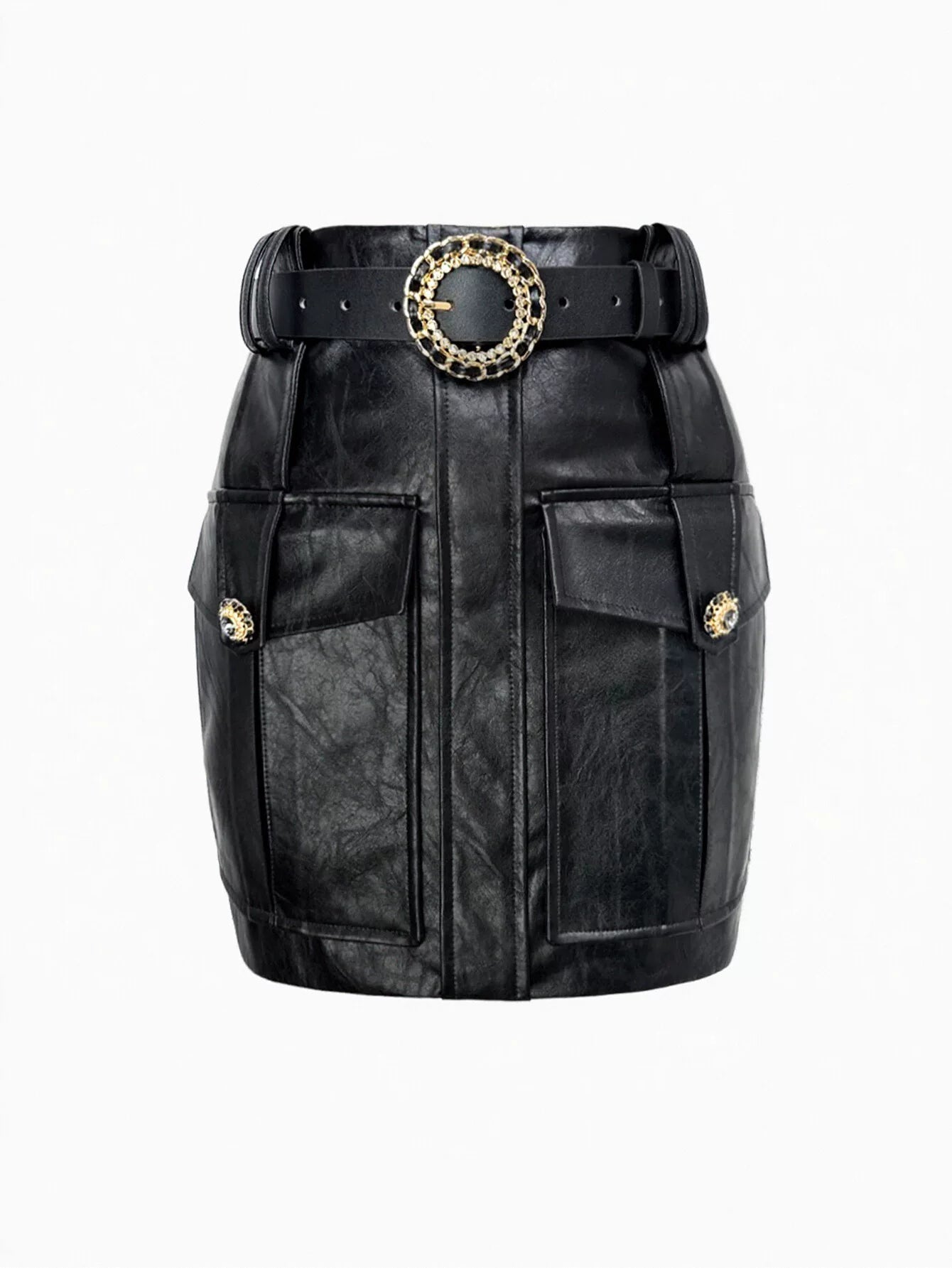 High Waisted Faux Leather Mini Skirt