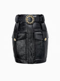 High Waisted Faux Leather Mini Skirt