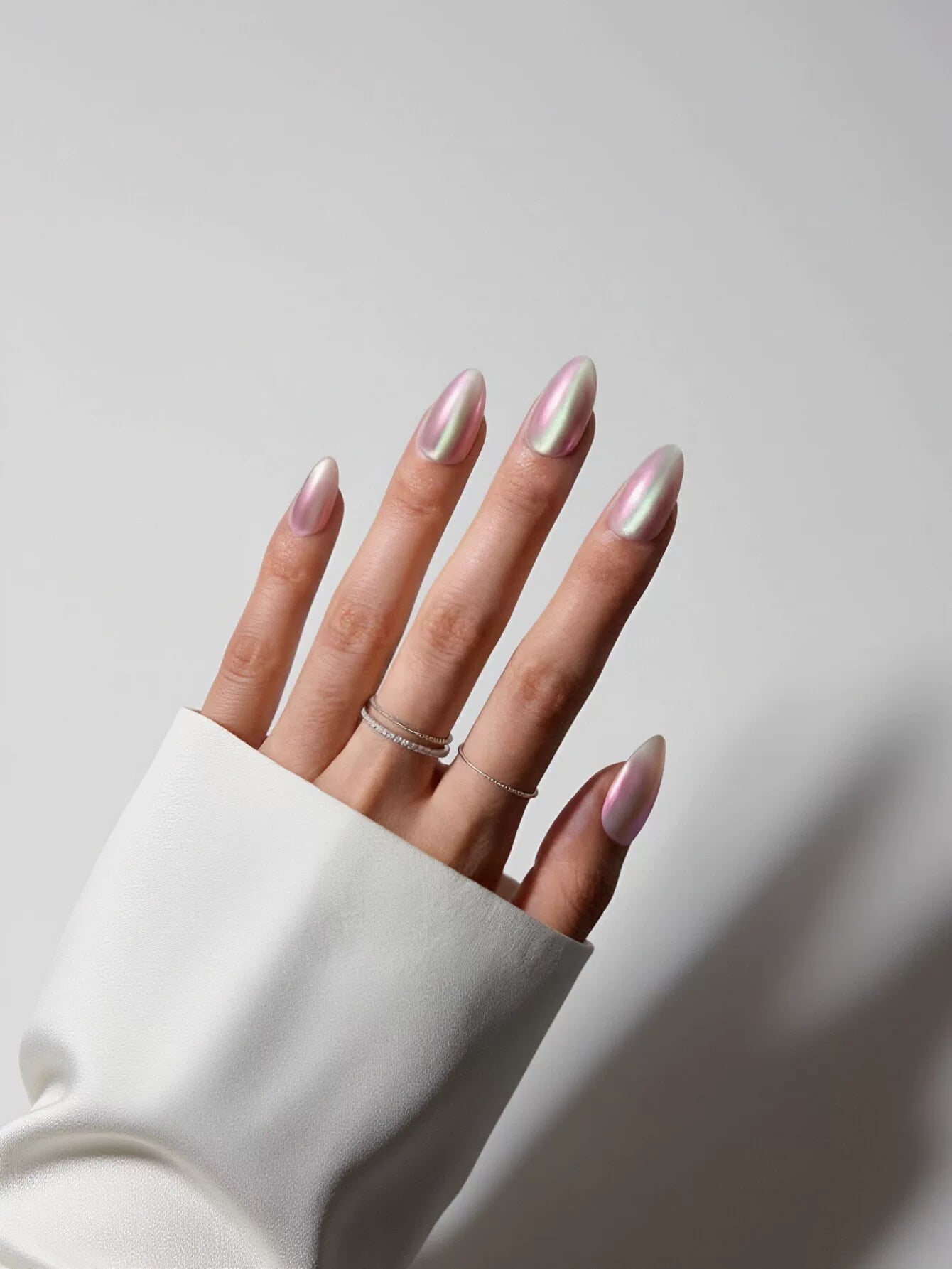 Iridescent Chrome Almond Press On Nails