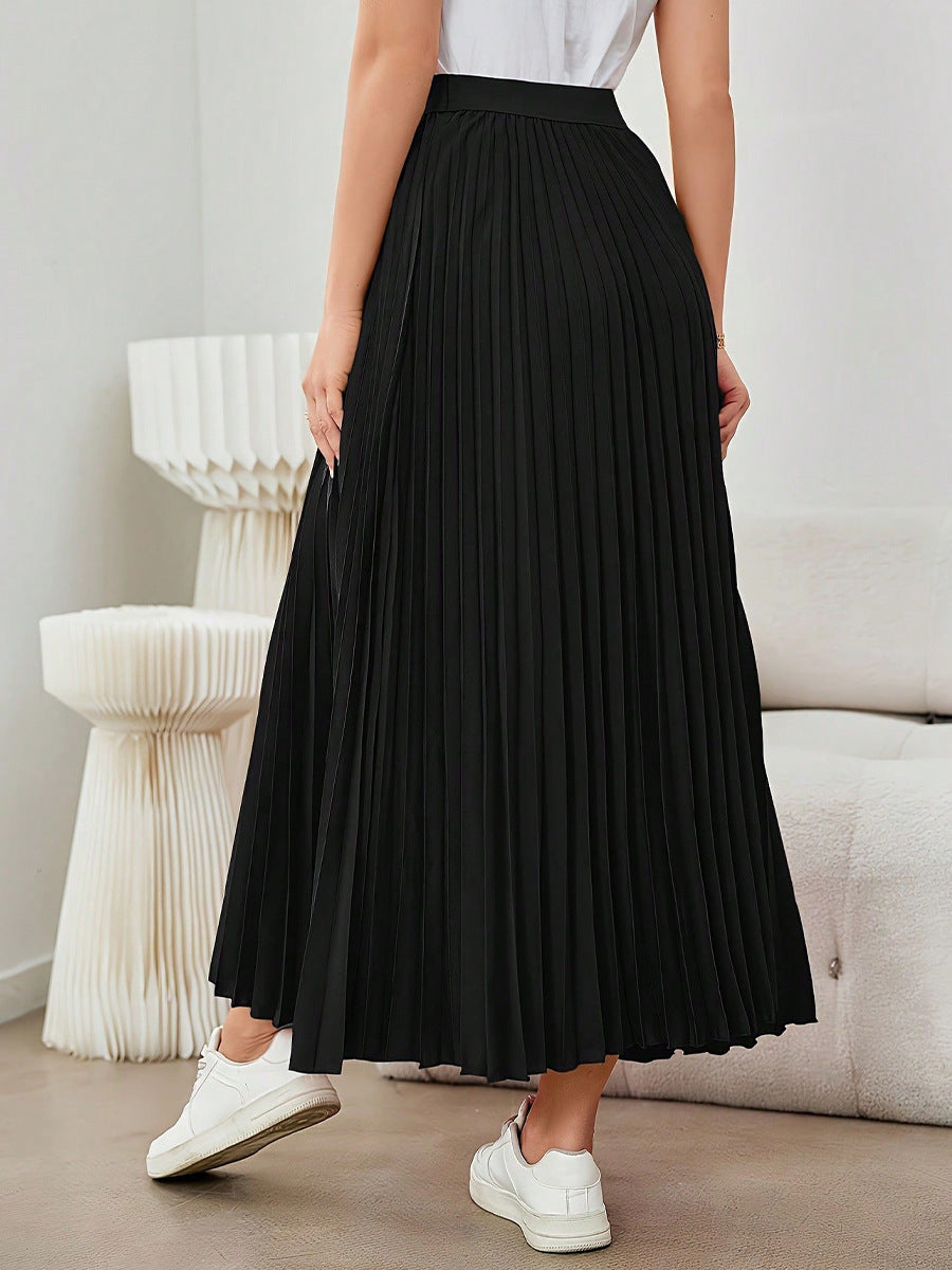 Elegant High Waisted Pleated Maxi Skirt