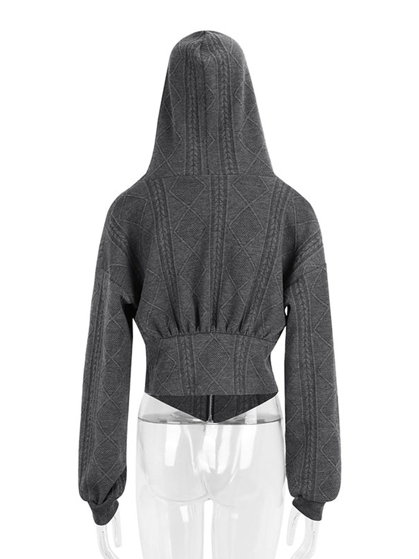 Textured Corset Zip Up Hoodie