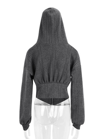 Textured Corset Zip Up Hoodie