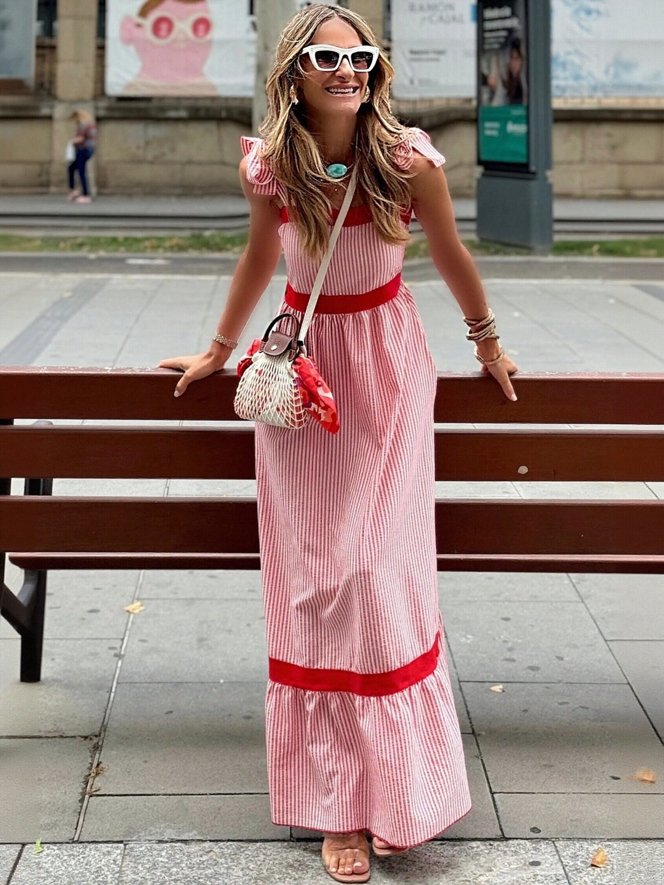 Striped Tie Strap Midi Dress