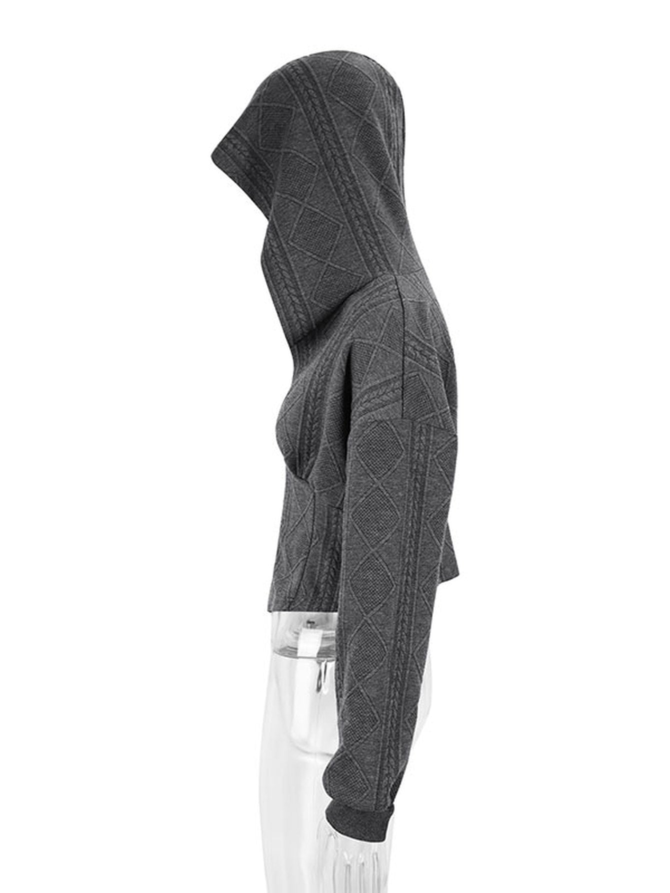 Textured Corset Zip Up Hoodie