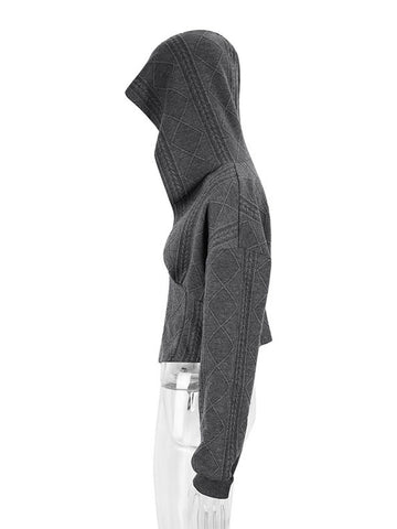 Textured Corset Zip Up Hoodie