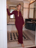 Ribbed Cutout Detail Maxi Dress